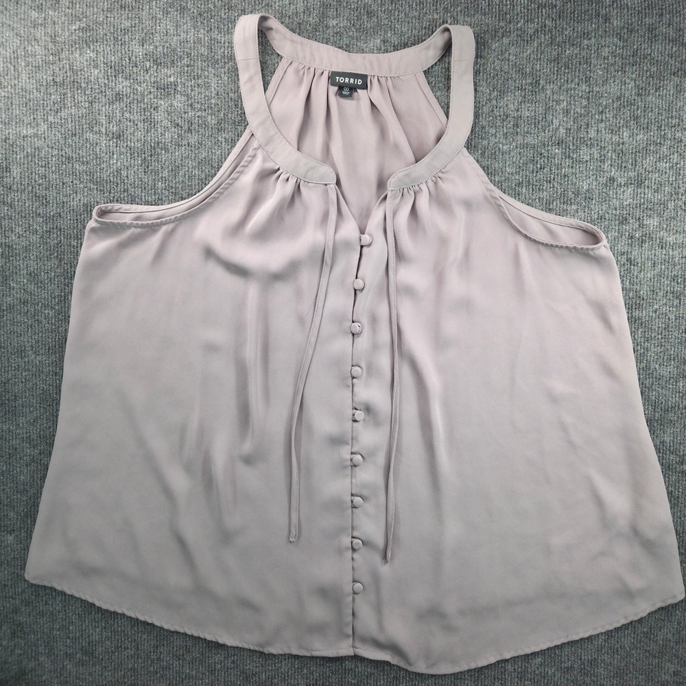 Torrid Halter Blouse Women 00 Purple Mauve Button Front Career Wear Top